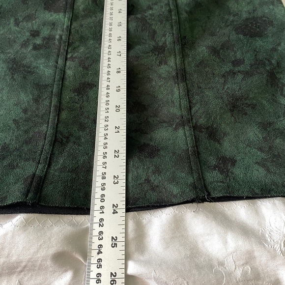 ICONIC Women's 14 Abstract Green Floral Faux Suede Skirt 1/4 Zip Festival Whimsy - Picture 12 of 15
